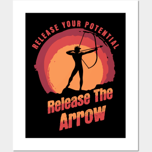 Release Your Potential Release The Arrow Traditional Archery Bow hunting Deer Hunting Posters and Art